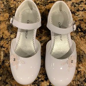 White flower girl shoes